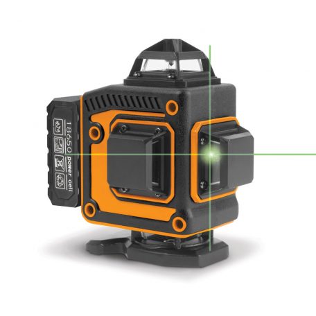 Lézeres szintező szett - max 15 m - 16 zöld lézer - 3D/360° - 2 akkumulátor, 2 konzol, szemüveg