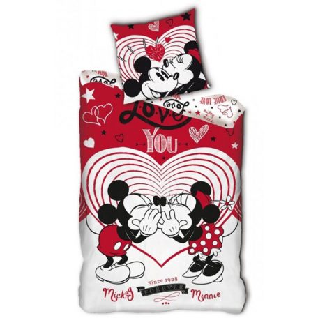 Disney Minnie, Mickey Kiss ágyneműhuzat 140×200cm, 63×63 cm microfibre