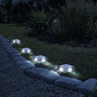   LED-es leszúrható / fali szolár lámpa - négyzet alakú, fém - hidegfehér - 10 x 10 x 2,5 (+11) cm