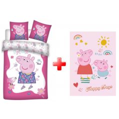   Peppa malac Happy Day gyerek ágyneműhuzat és polár takaró szett