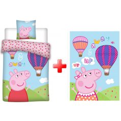   Peppa malac Hot Air Balloon gyerek ágyneműhuzat és polár takaró szett