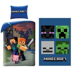   Minecraft Steve and Alex ágyneműhuzat és polár takaró szett