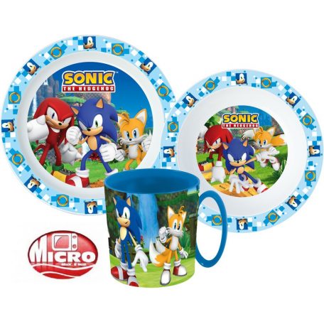 Sonic, a sündisznó étkészlet, micro műanyag szett bögrével 350 ml