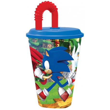 Sonic, a sündisznó Speedy szívószálas pohár, műanyag 430 ml