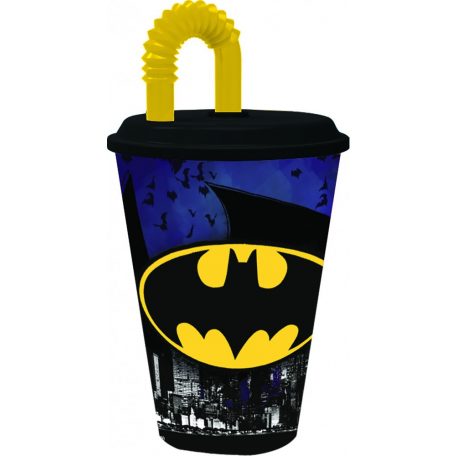 Batman Bat Signal szívószálas pohár, műanyag 430 ml